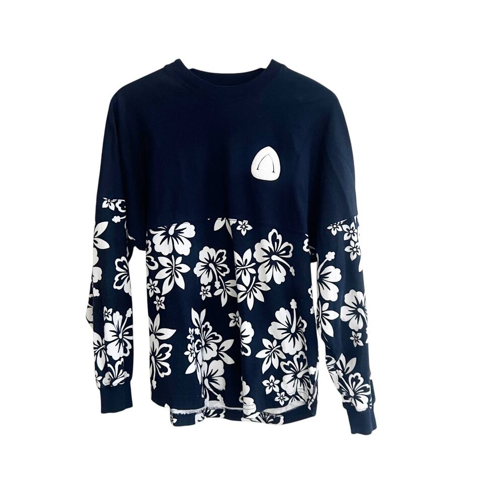 Aulani Disney Spirit Jersey Women's XS Navy White Floral Hawaii Resort Wear